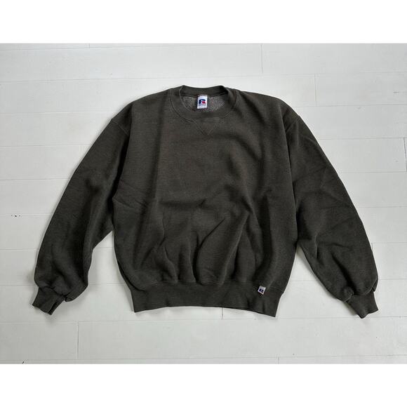 Vintage Y2K Russell Athletic Gray Green Crewneck Sweatshirt Large 24 x 26 - Picture 2 of 4